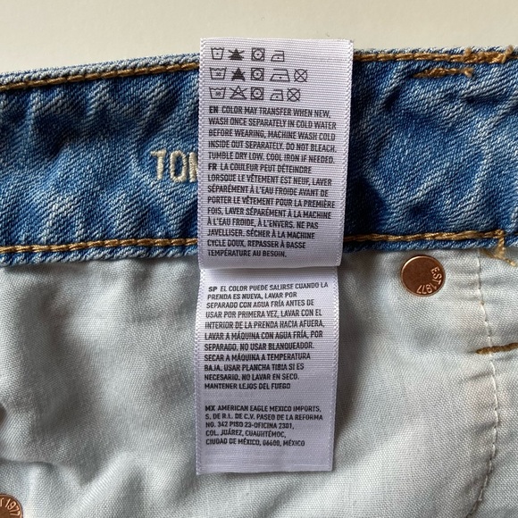 American Eagle Outfitters Women’s Mid-rise Distressed Tom Girl Jeans Light Wash - Picture 13 of 14